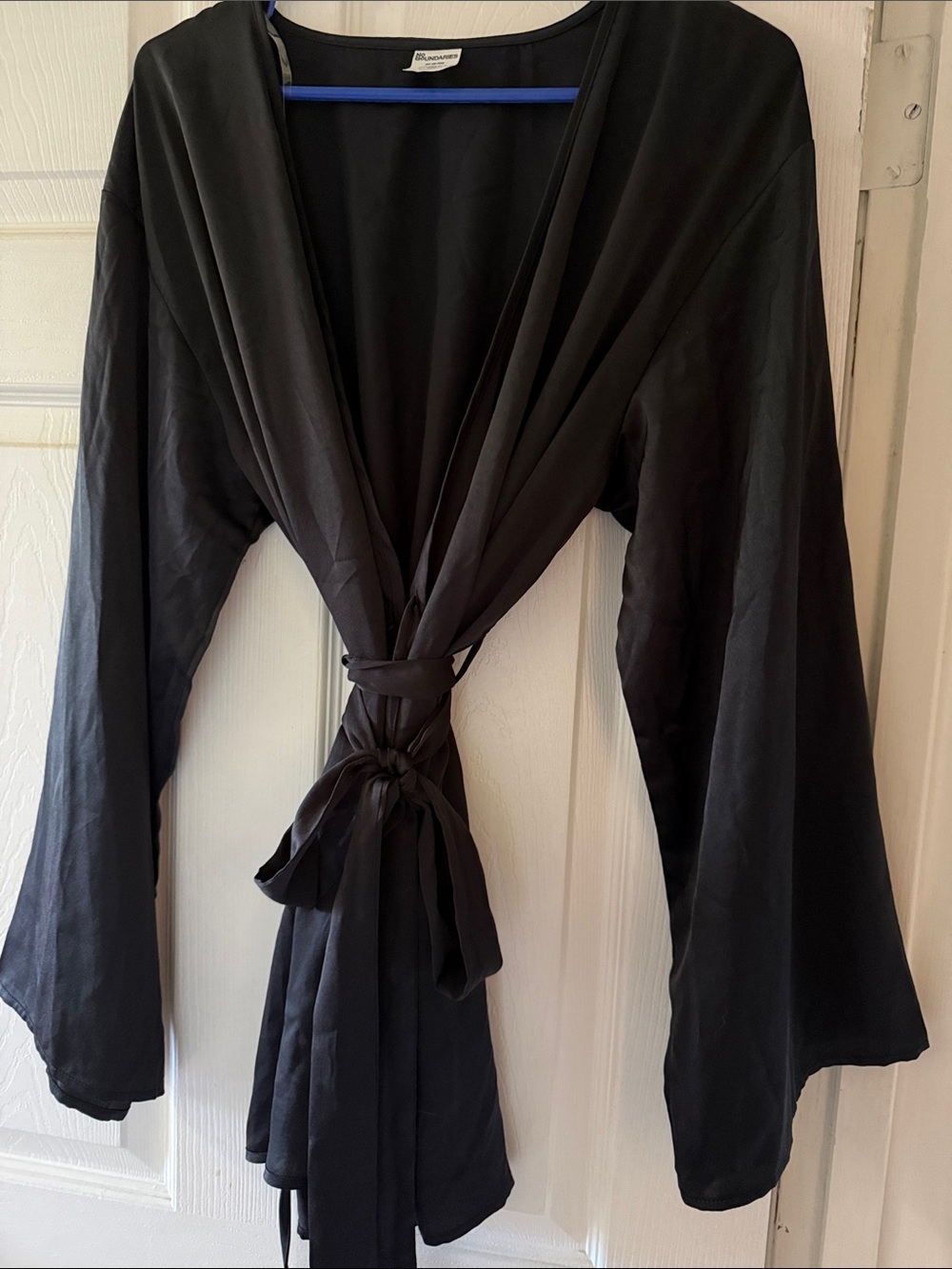 Silky Black Tie-Front Robe -no boundaries